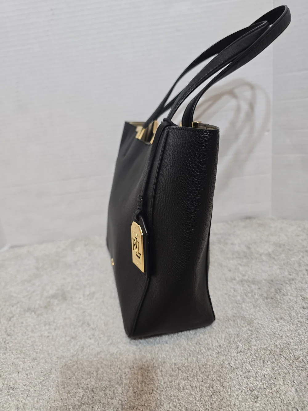 Ralph Lauren Black Shopper Tote with Gold Hardware